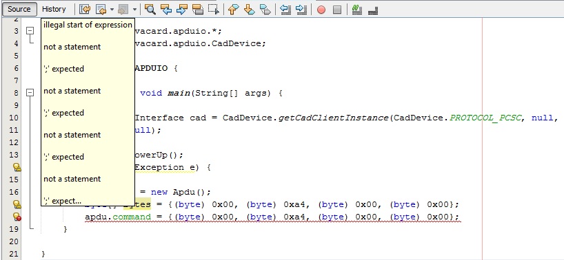 java Weird "illegal start of expression" error in Netbeans Stack