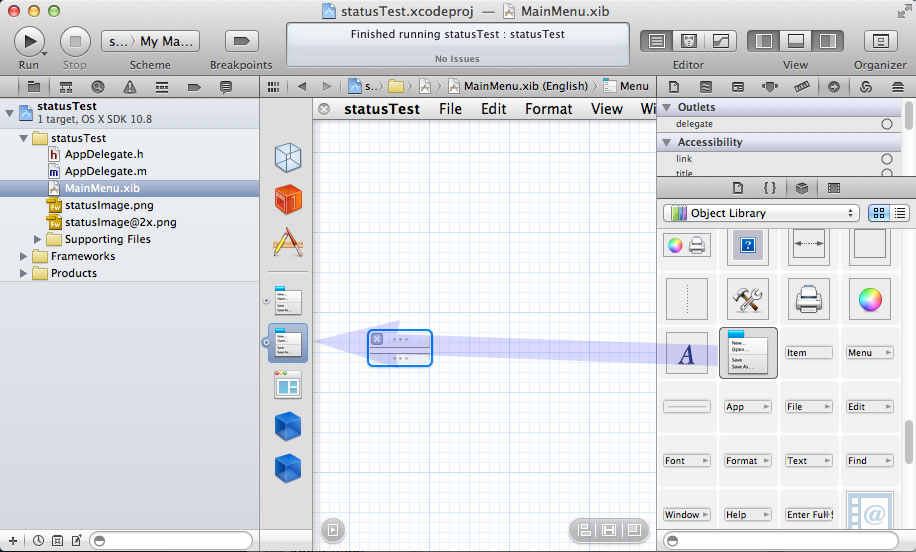 objective c mac status bar application not working Stack Overflow
