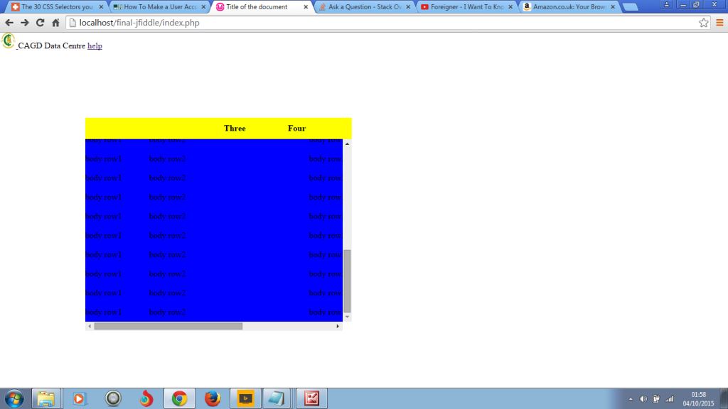 javascript HTML Table Header Not In Line With Table Body When