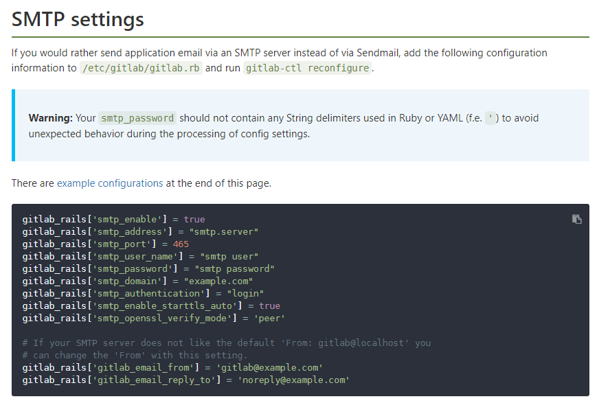 ruby on rails GitLab email setup sending via another mail server