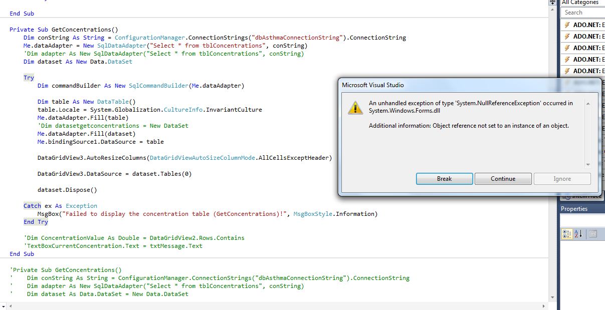 Windows Forms App System.NullReferenceException Error Stack