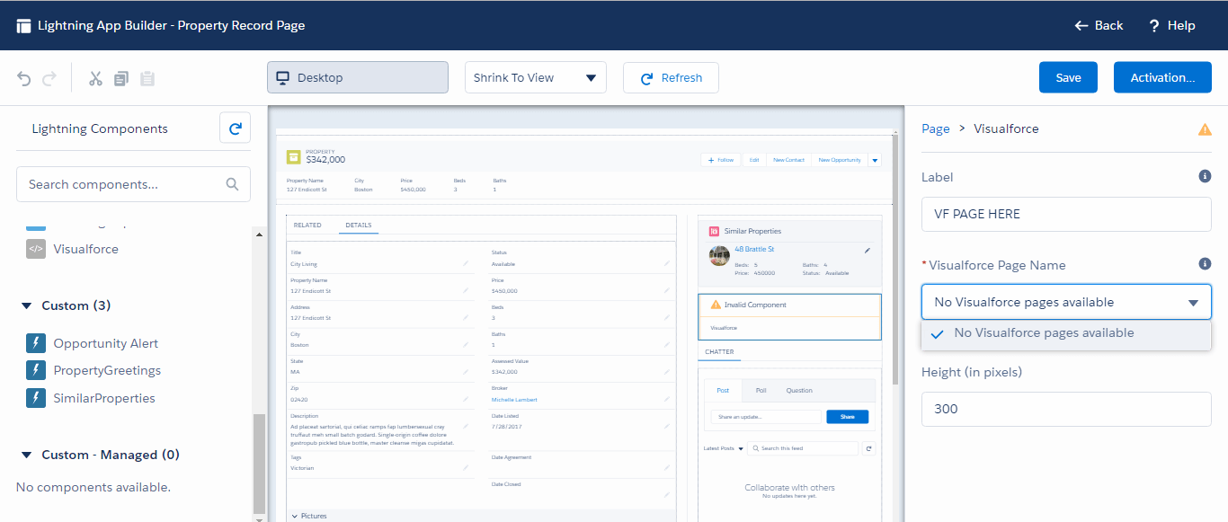 Unable to see Visualforce page in Lightning App Builder Edit Page