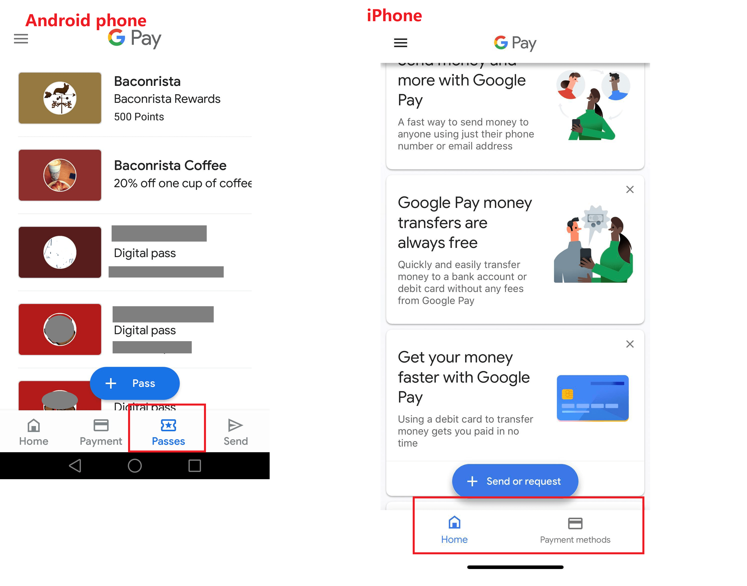 android Google Pass Tab didn't show on Google Pay App on iPhone