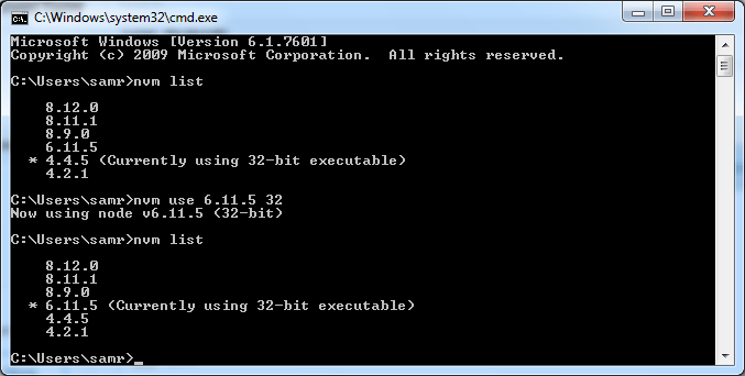 node.js How to change Nodejs 8.x version to Nodejs 6.x version