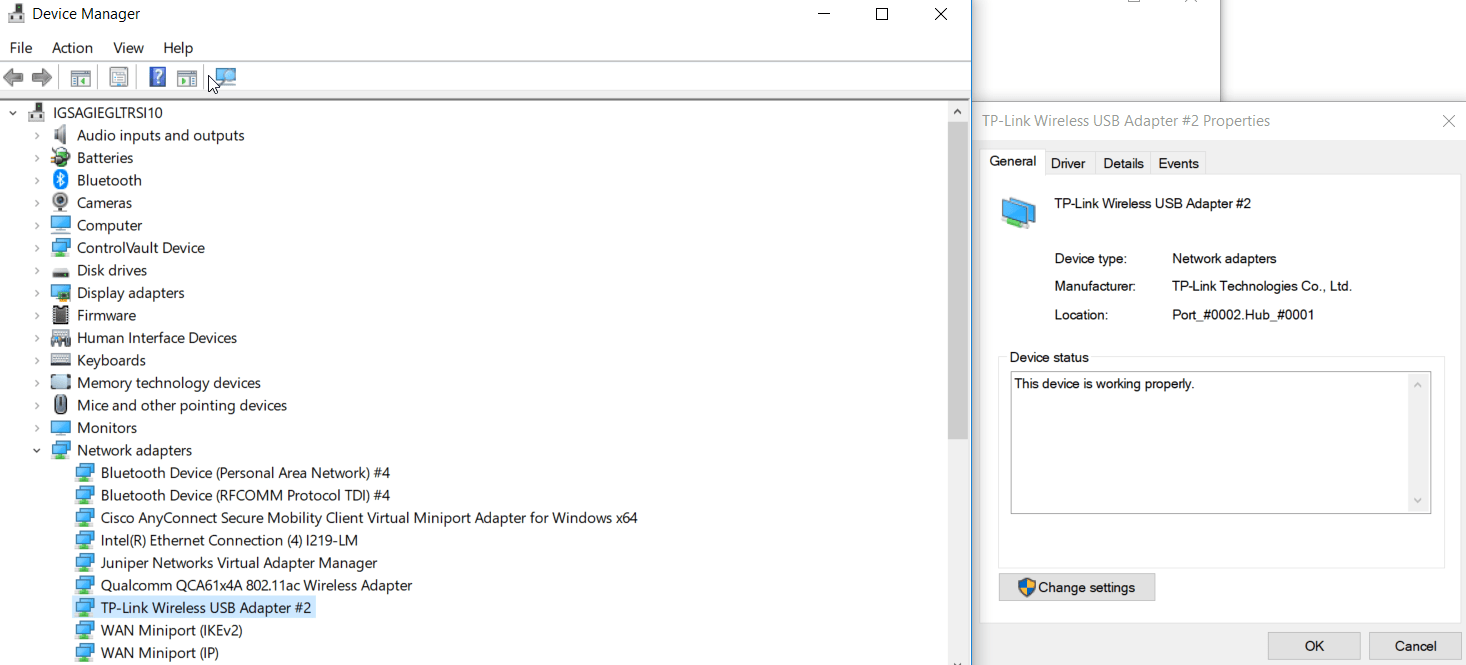 windows 10 WiFi driver working, but missing from