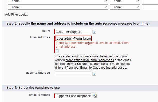 Trailhead - Error: Jkerrguestadmin@Gmail.com Is An Invalid From Email Address - Salesforce Stack Exchange