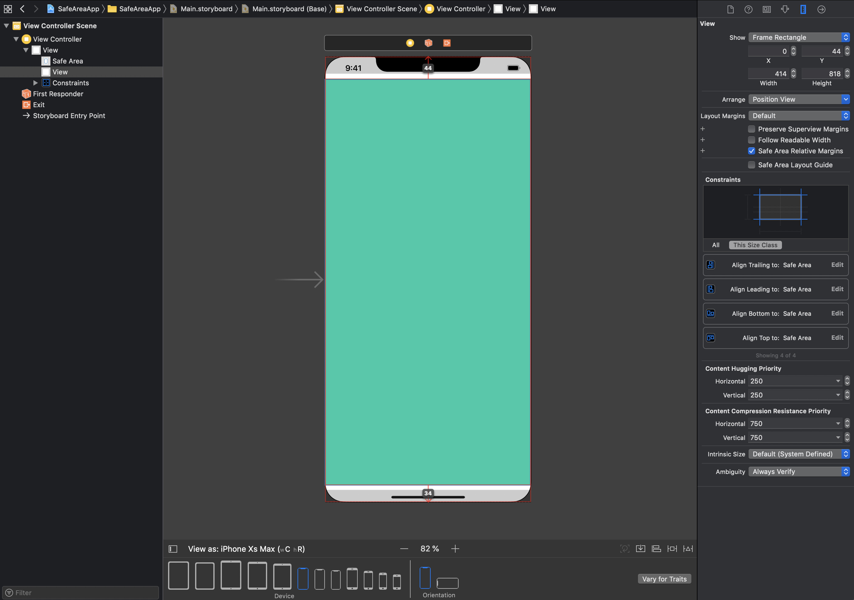 ios What is the 'safe region' for iPhone X (in pixels) that factors