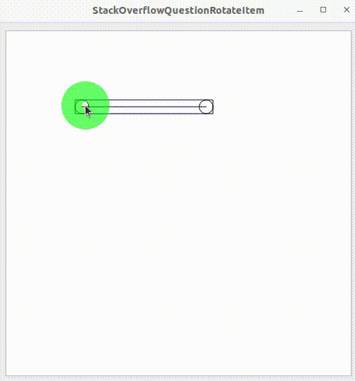 How to correctly rotate a QGraphicsItem around different anchors in Qt