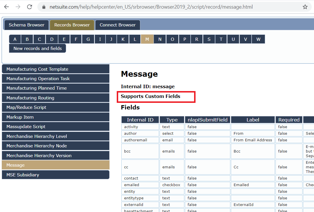 How to create a Custom Field on "Message" (crmmessage) and "File" record types in NetSuite