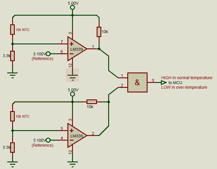 operational amplifier Precise multipoint overtemperature control