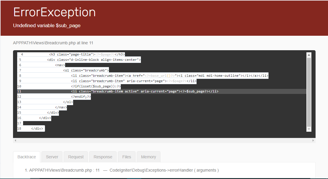php Codeigniter 4.1.1 shows undefined variable even after using isset
