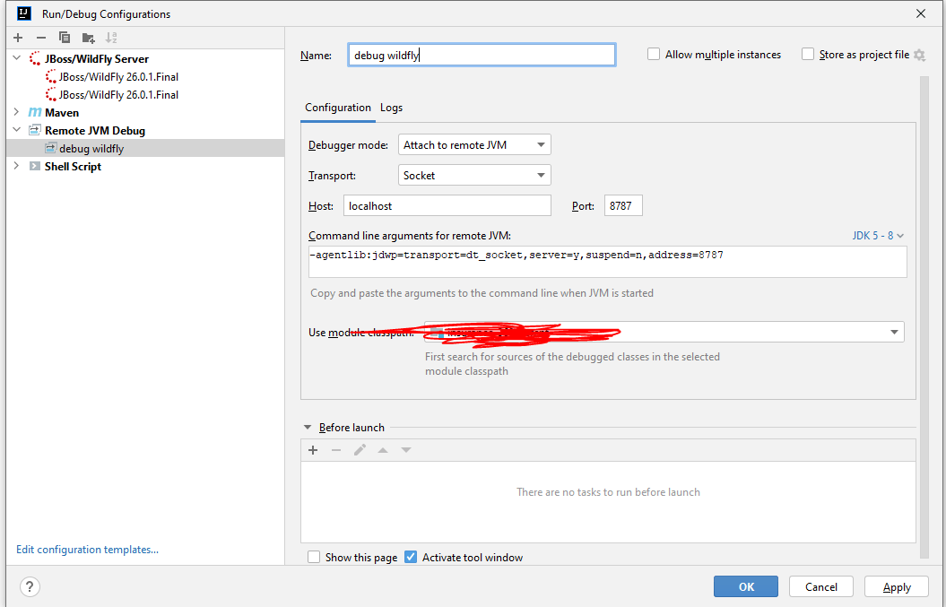 How to add Remote JVM Debug to Jboss Remote Java configuration in