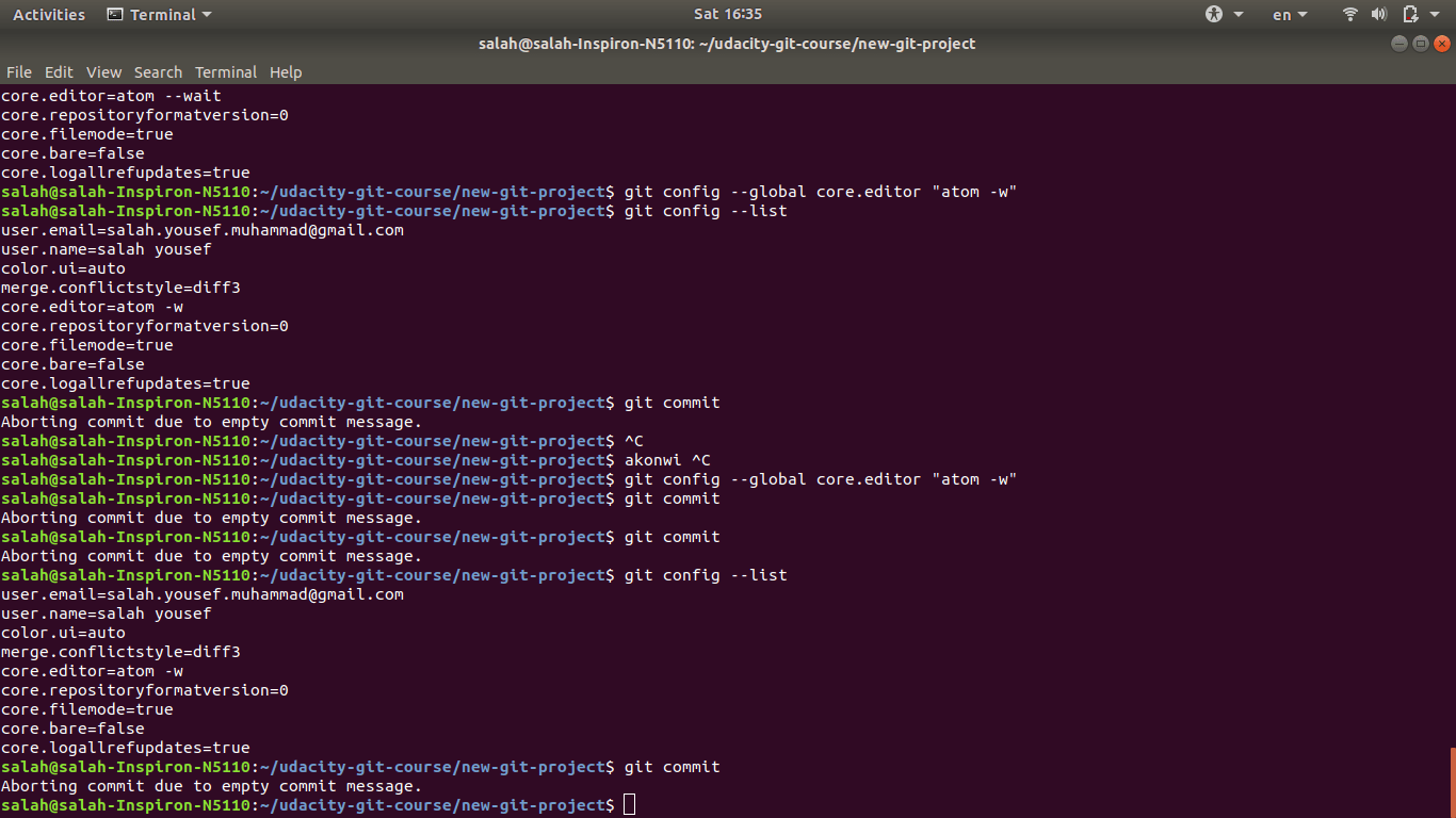 Aborting commit due to empty commit message. git bash with atom is not