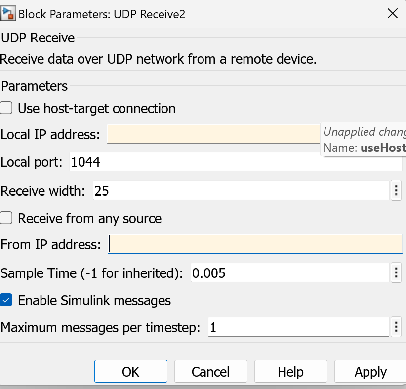 matlab Simulink, receive UDP packets wrong port width Stack Overflow