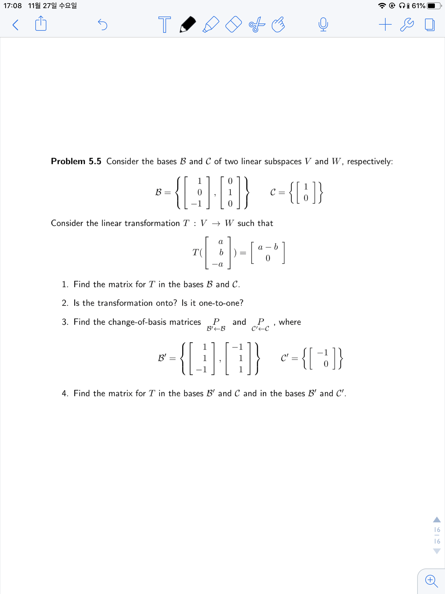 linear algebra Change of Basis between different dimension