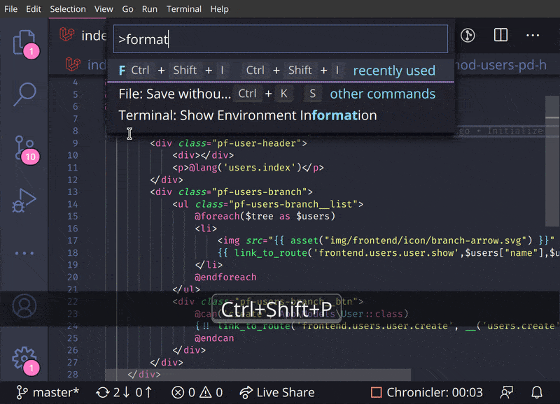 php How to Format Laravel Blade Codes in Visual Studio
