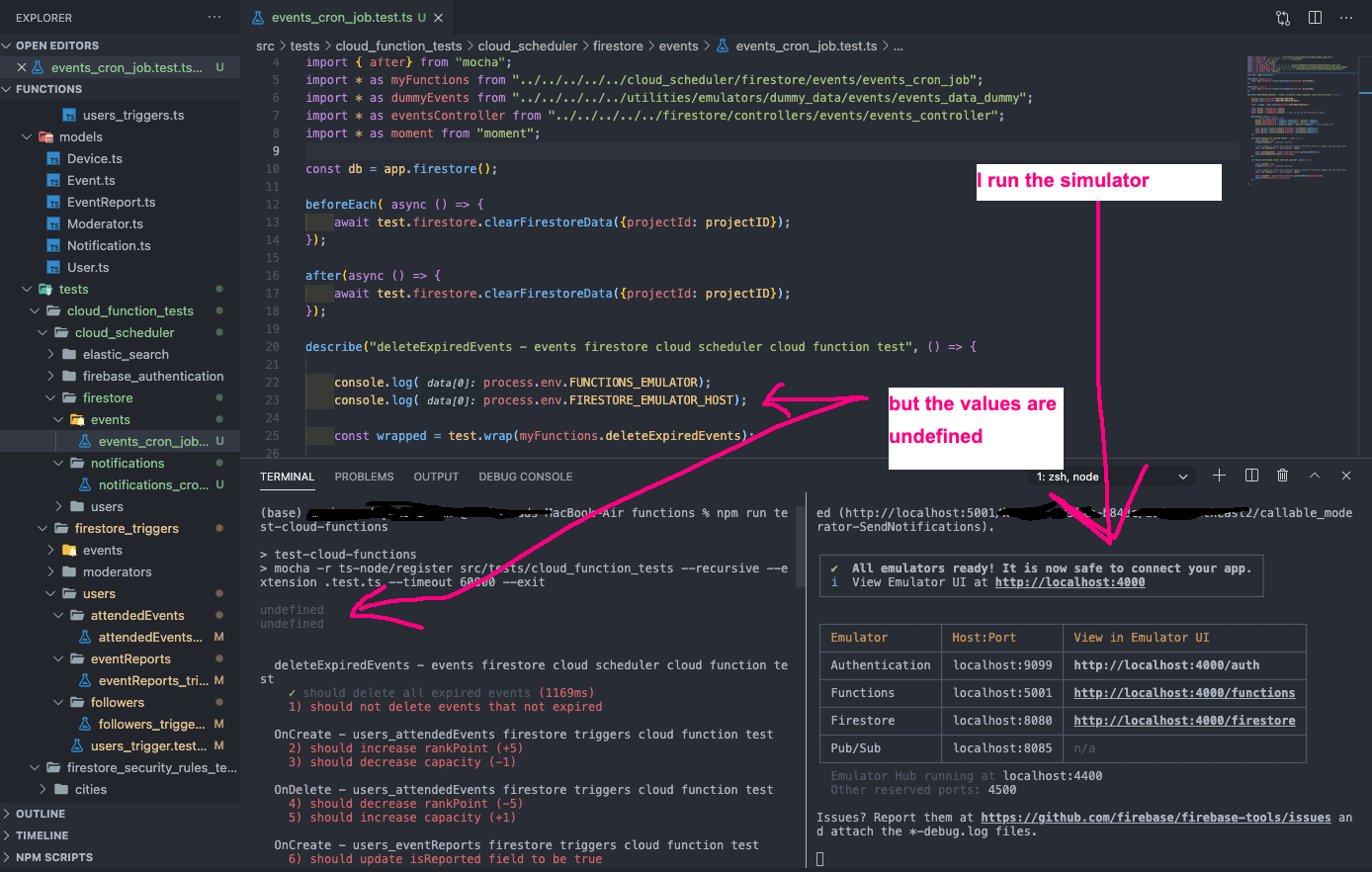 node.js why process.env.FIRESTORE_EMULATOR_HOST will be undefined in