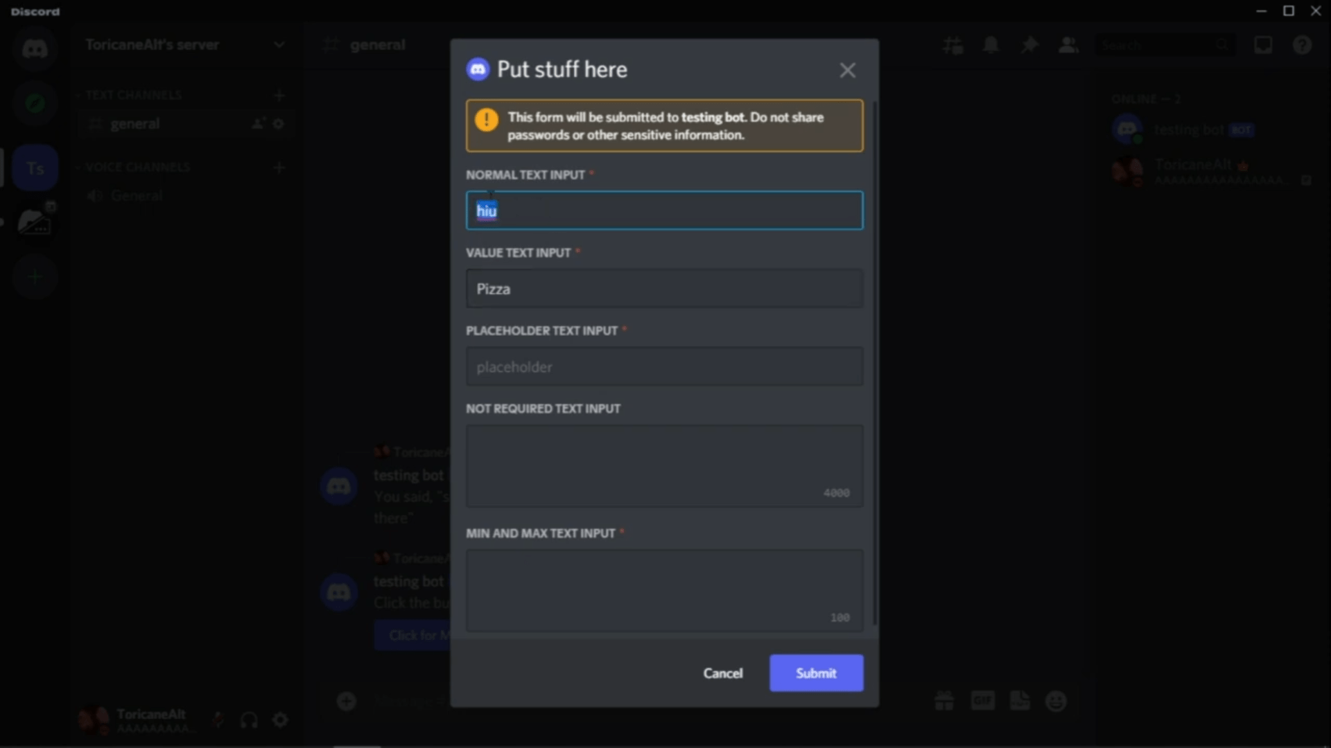 python How can I make a modal like in the picture discord Stack