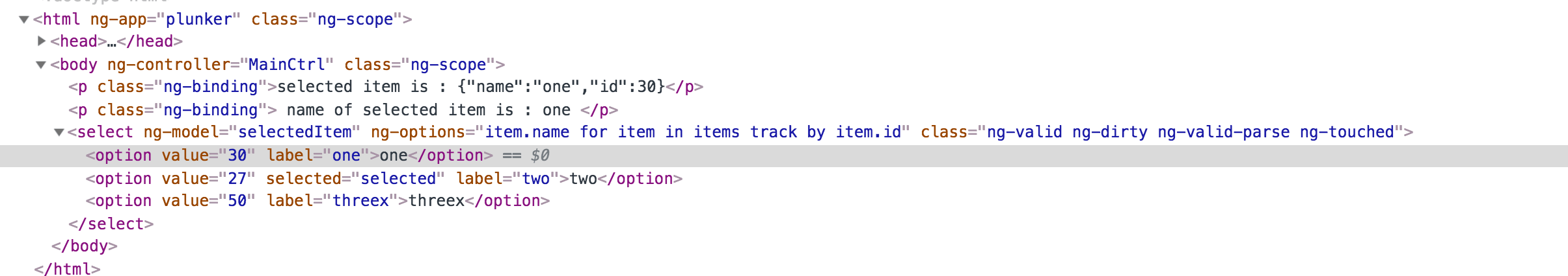 selected="selected" applied for all select options in angularjs Stack