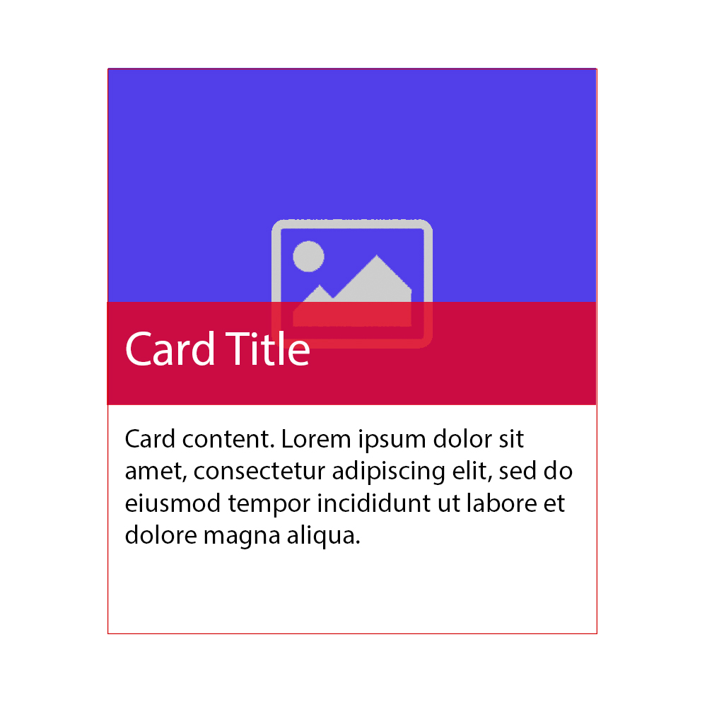 html Bootstrap card with title in semi transparent box over image