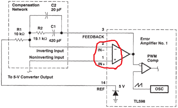 datasheet Buck Converter Error Amplifier Input Polarity Confusion