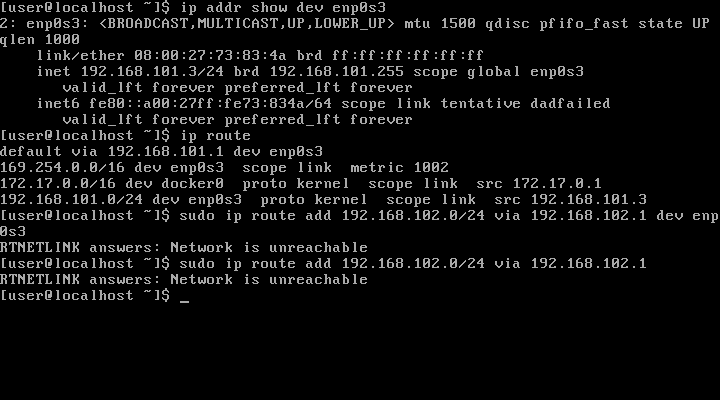 networking I'm unable to create a static ip route. error says