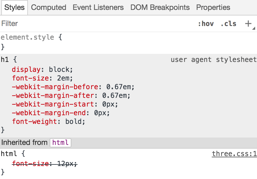 font size Overridden CSS property can still be used to determine