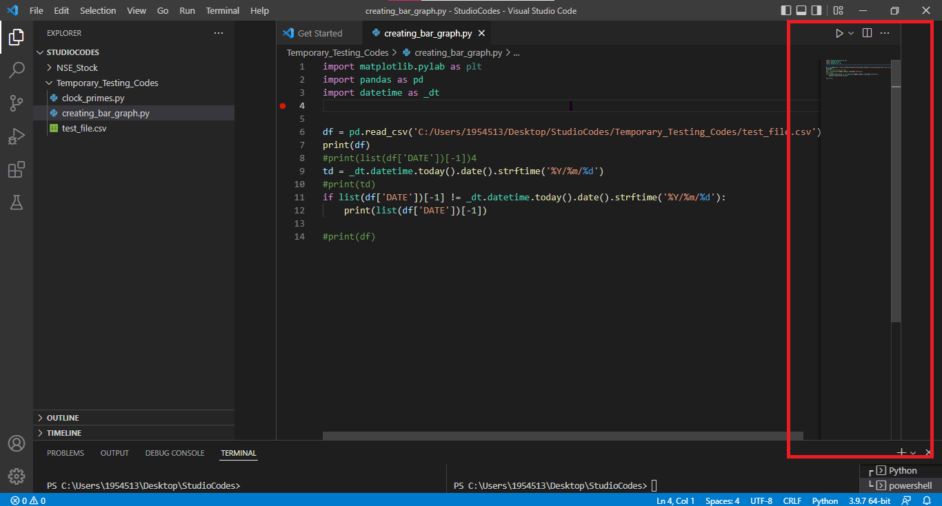 How to remove the extra space at the right side of Visual Studio Code
