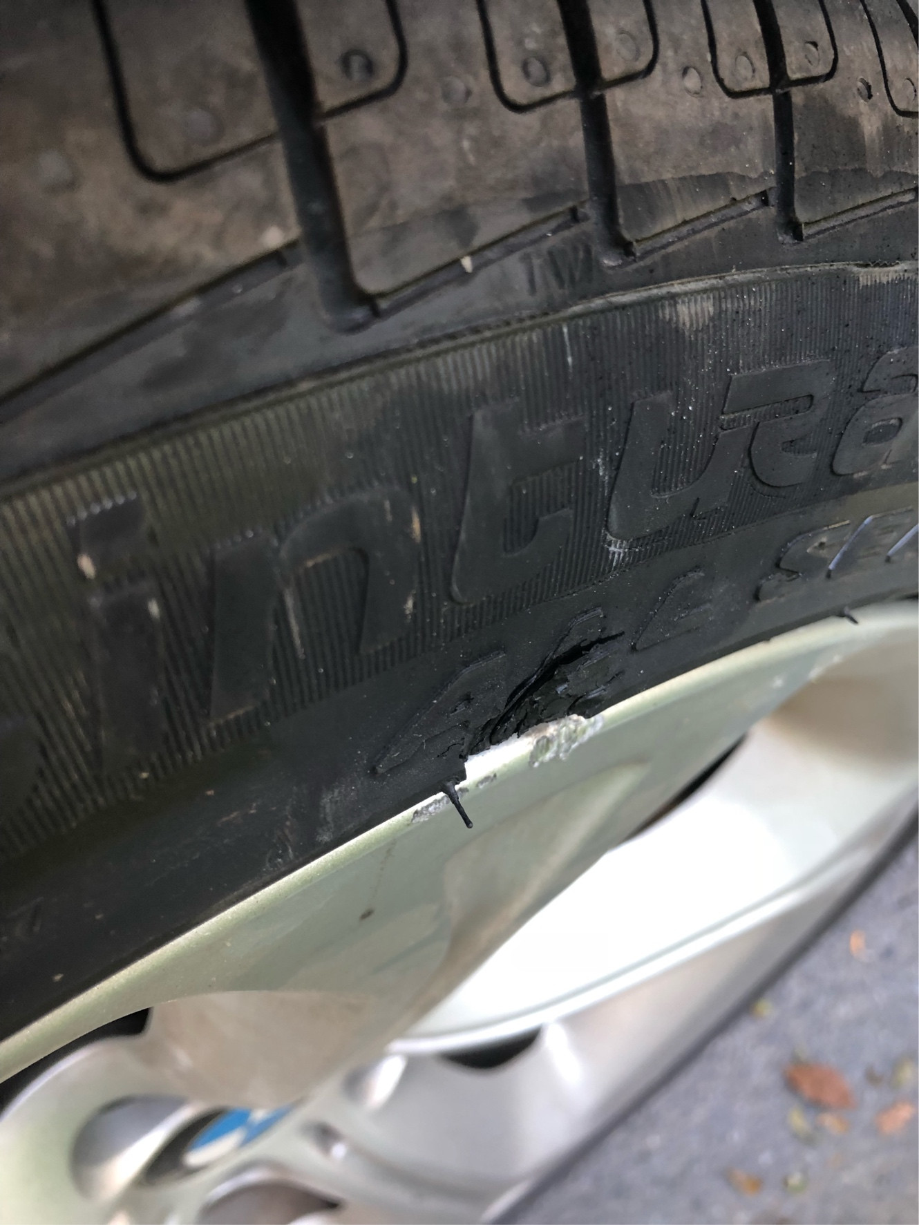 bmw Sidewall damage on run flats from curb. Do I need to replace the