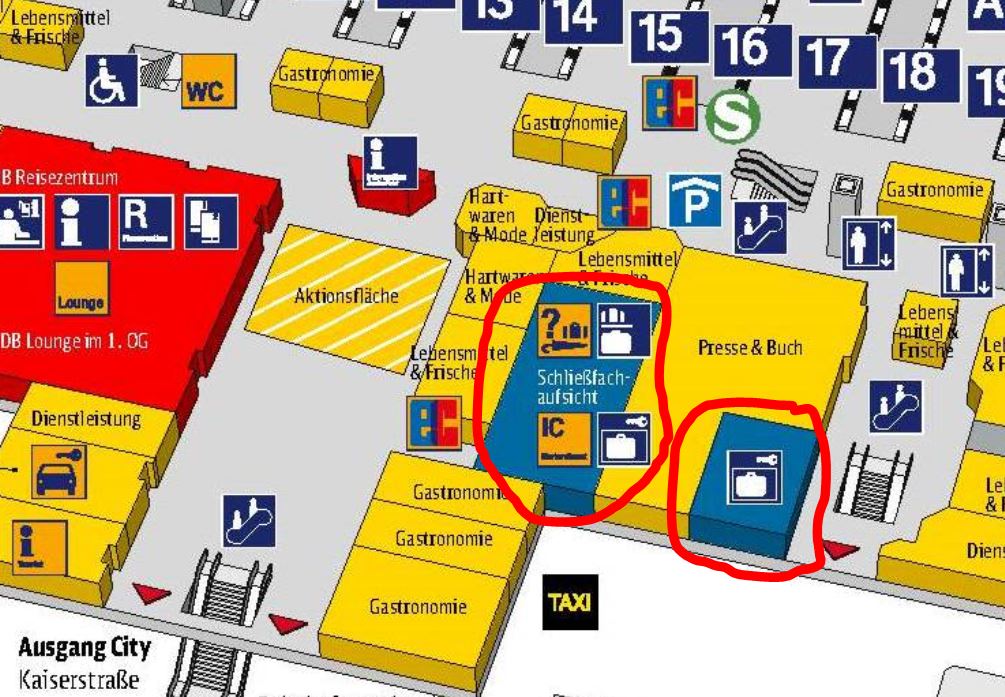 Where can I leave luggage in Frankfurt, either airport or train station