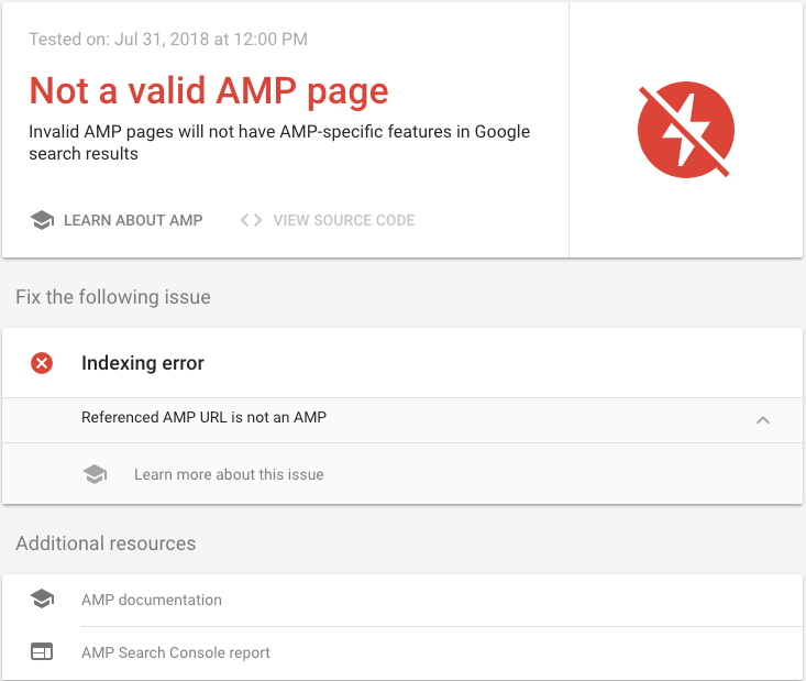 amp html How to fix Referenced AMP URL is not an AMP Stack Overflow