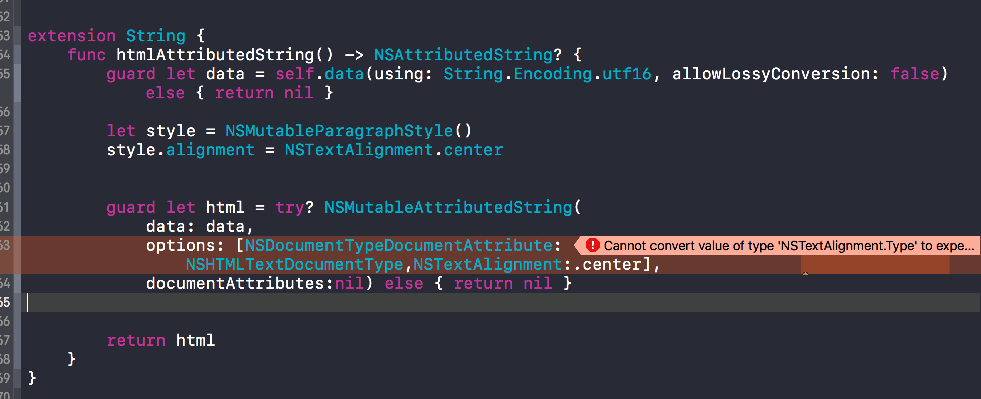 How to set Alignment in NSMutableAttributedString iOS Swift 3 Stack