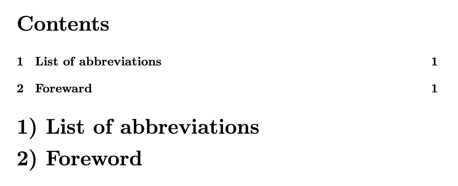 table of contents Parentheses in the section numbering TeX LaTeX
