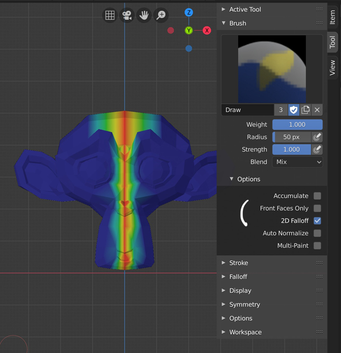 How can I paint through a mesh while weight painting ? [Blender 2.8