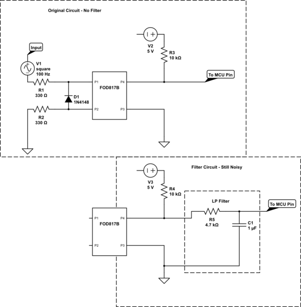 opto isolator Low Pass Filter For Square Wave Through An Optoisolator