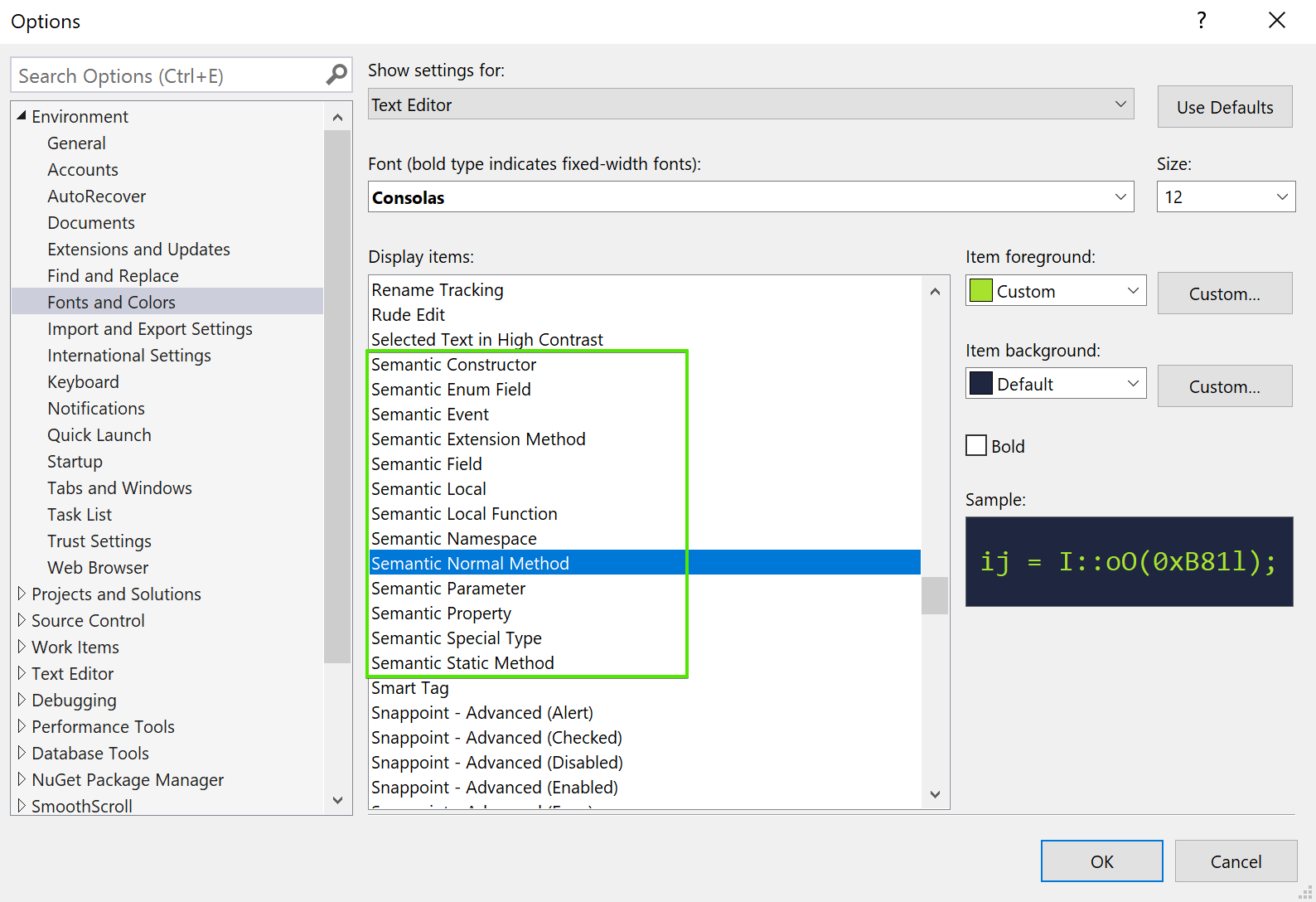 visual studio How to edit the color of attribute values in XML Doc