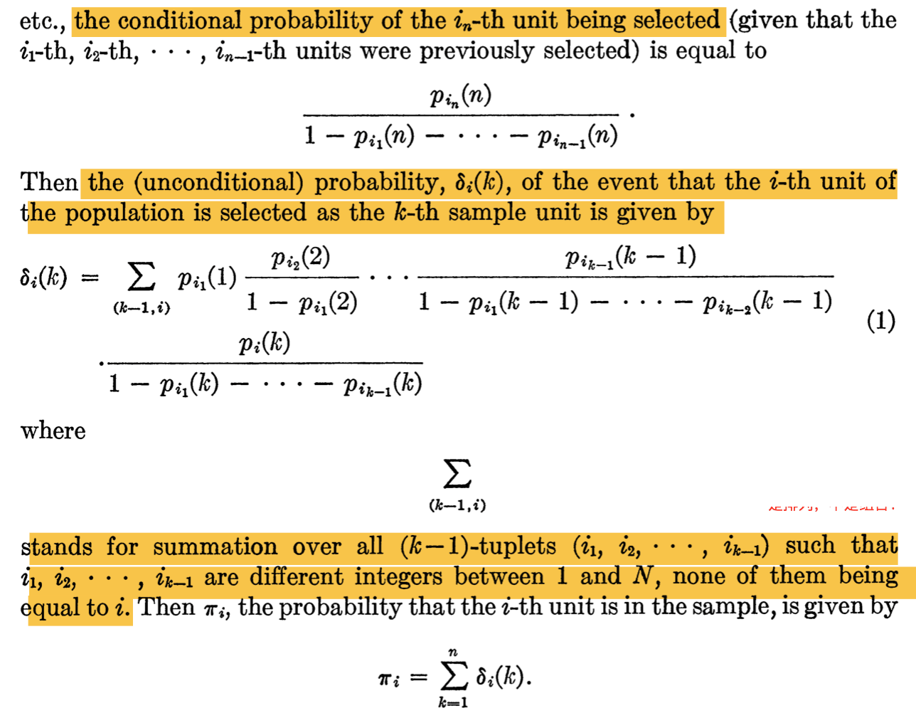 How to calculate inclusion probability under sampling without