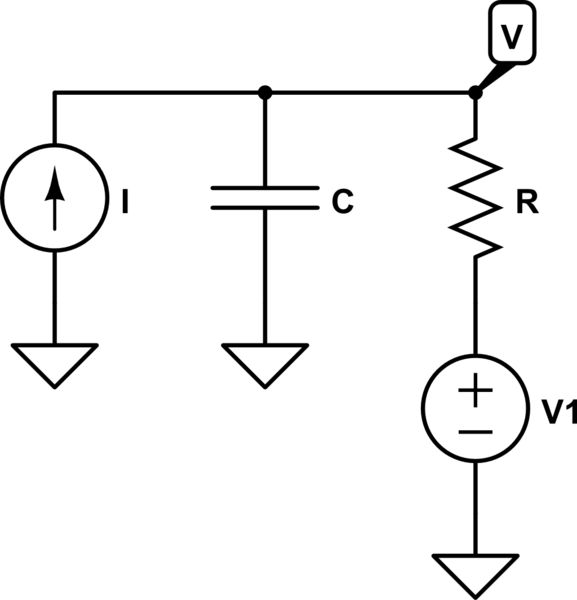 Electronic Closedform solution for capacitor charged with current