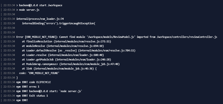javascript Error [ERR_MODULE_NOT_FOUND] Cannot find module... during