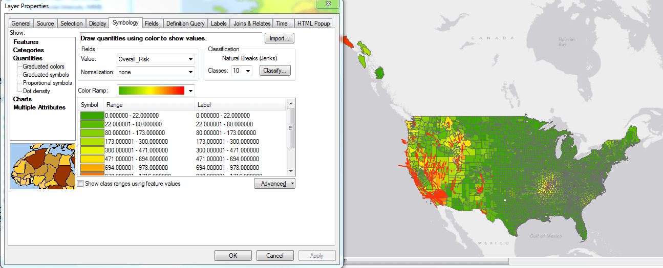 arcgis desktop Making Map with Color Ramp Using SQL Database