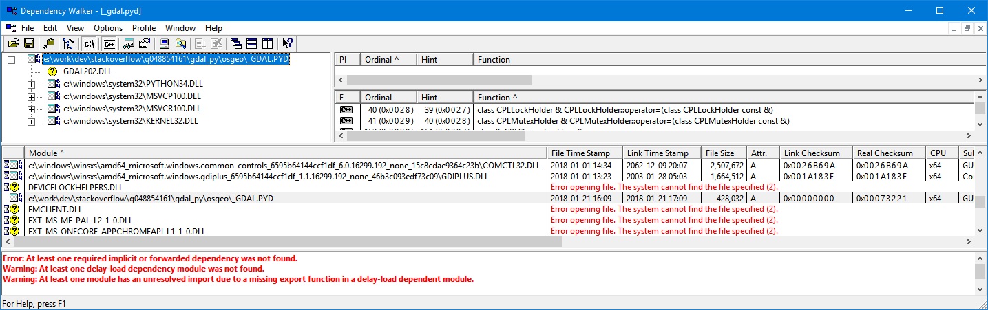 DLL load failed error with Python while trying to convert .dem files to