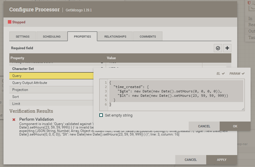 date Find document range same day from mongodb use GetMongo processor