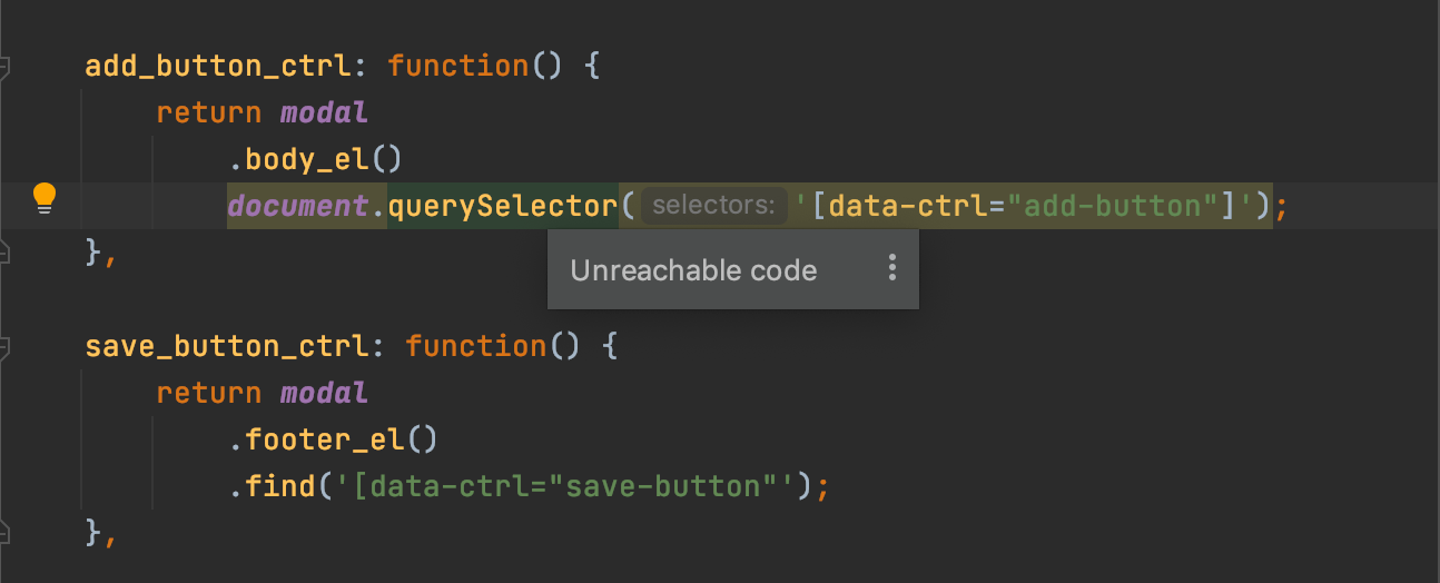 javascript querySelector is unreachable inside object Stack Overflow