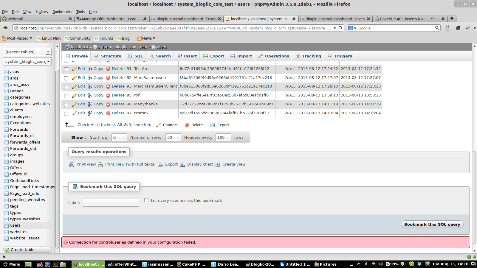php CakePHP ACL inserts NULL Stack Overflow