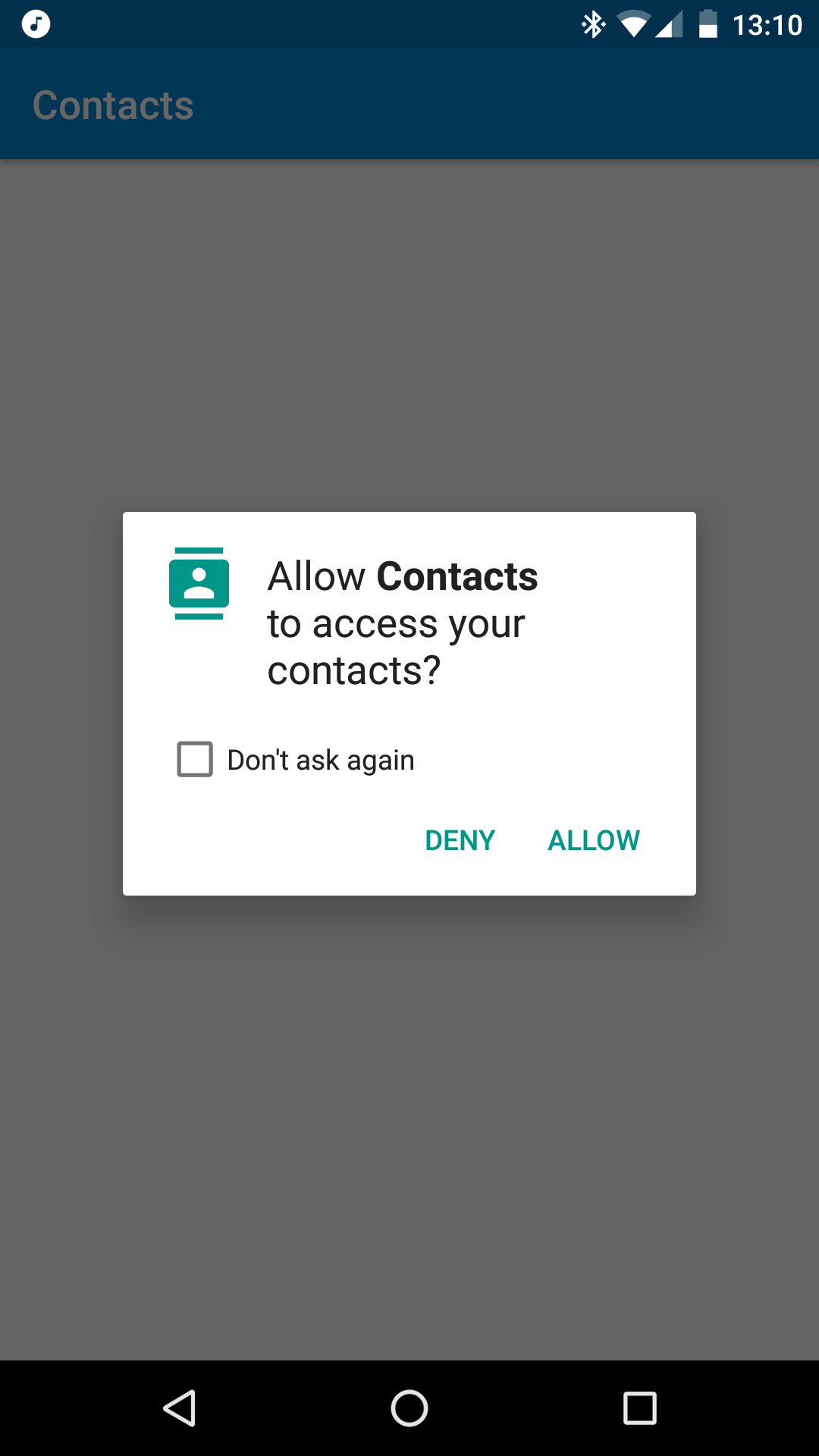 6.0 marshmallow Contacts permission for Google Account Android