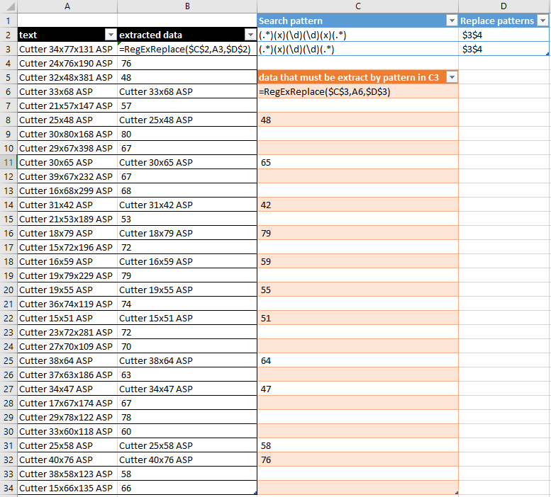 regex Improve excel RegExp user function by search and replace by