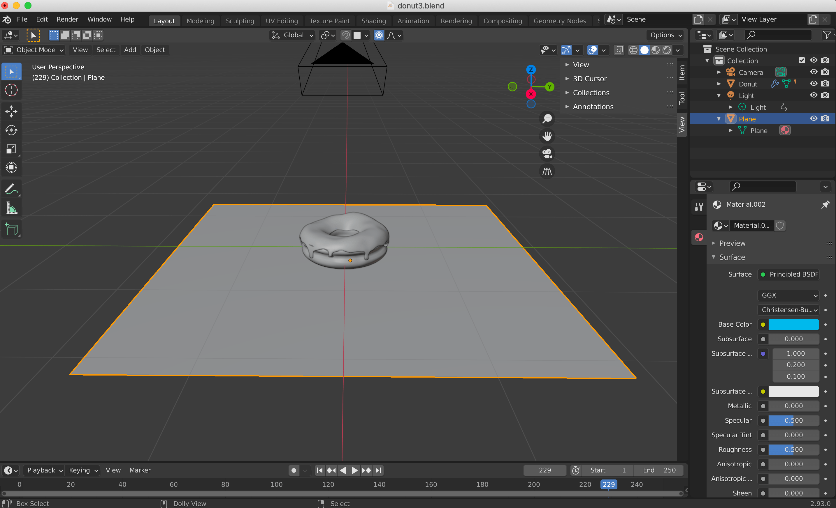 Problem with applying material Donut Tutorial part 7, level 1