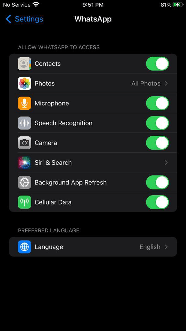 WhatsApp Not Showing in Notification's settings on iPhone in iOS 15.3