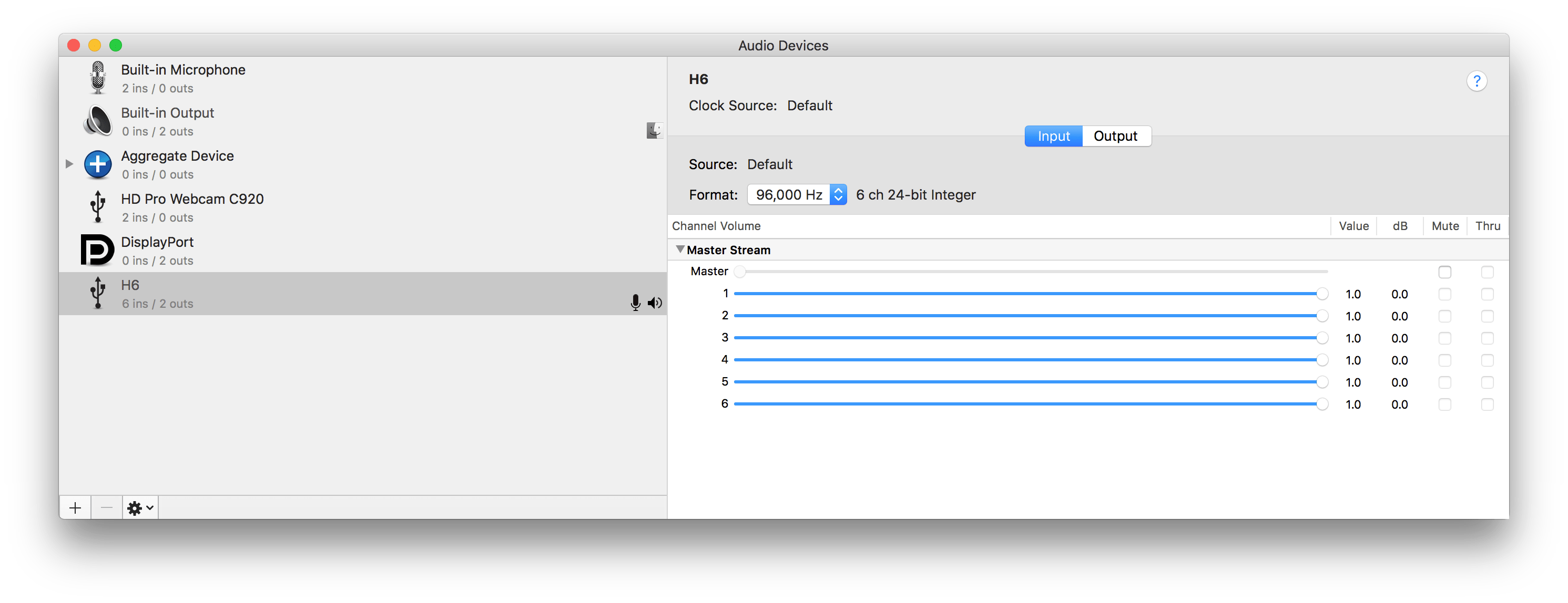 microphone How to manipulate all six channels from Zoom H6 in Audio Midi Setup? Ask Different