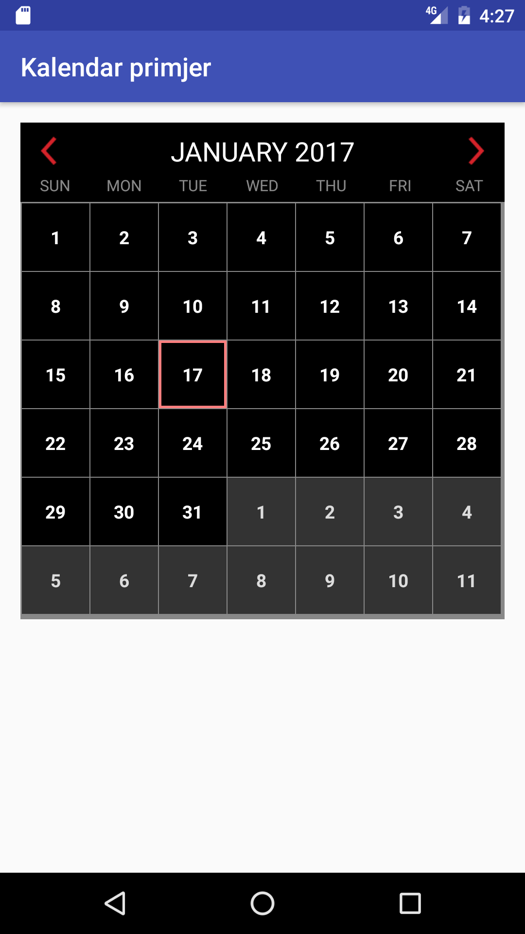 change calendar color android Android how to change Caldroid calendar background for months Stack